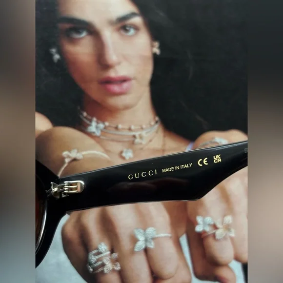 Gucci 💅✨ Black Designer GG Cat Eye Sunglasses Italy GG0957S 003 52-19-145 NEW - Picture 10 of 12
